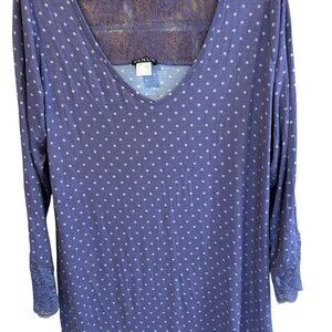 Venus Women's Nightgown Sz XL Purple Poke A Dot Lace